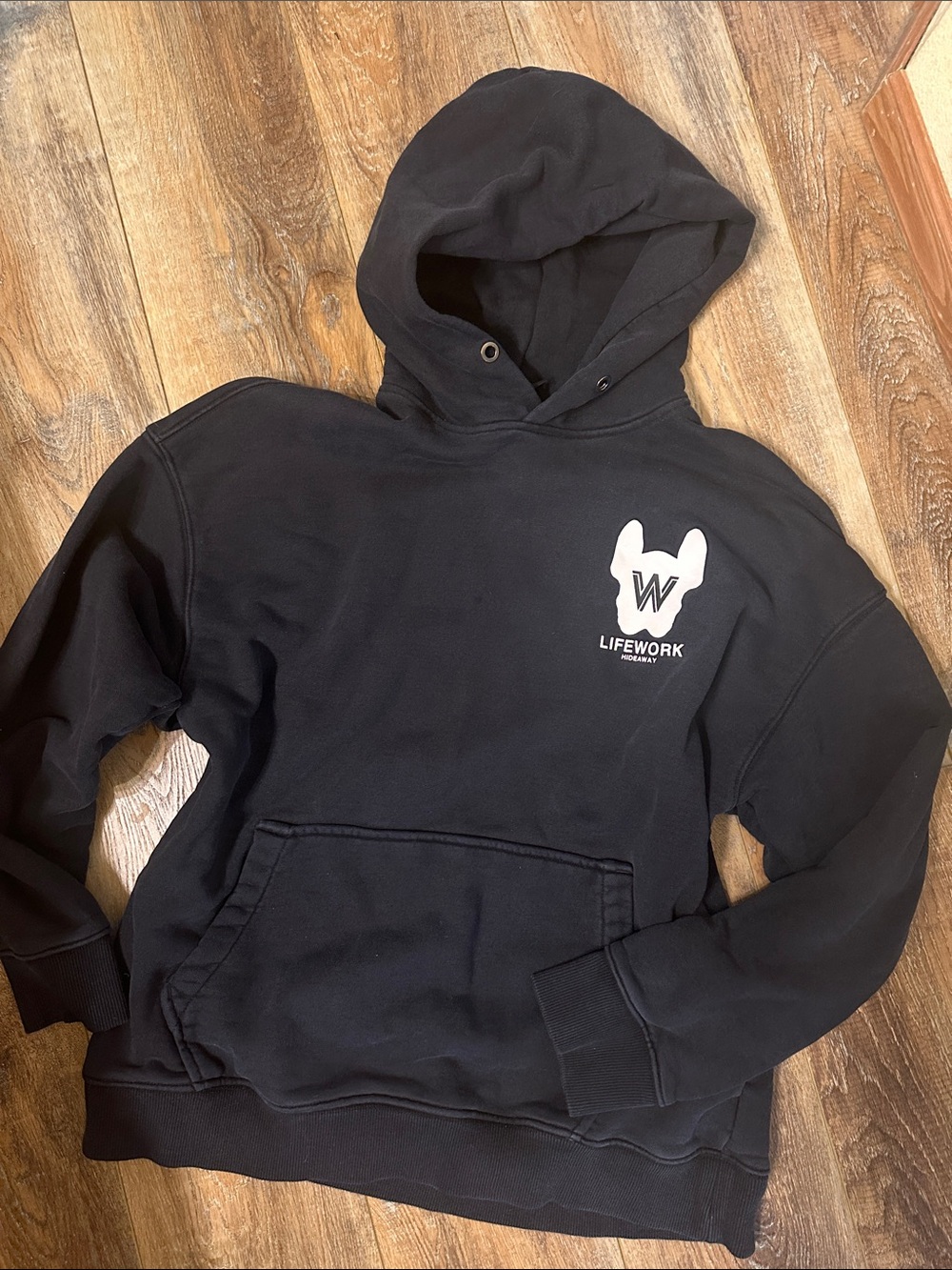 Black Hoodie Sweatshirt men’s large Lifework hideaway pullover